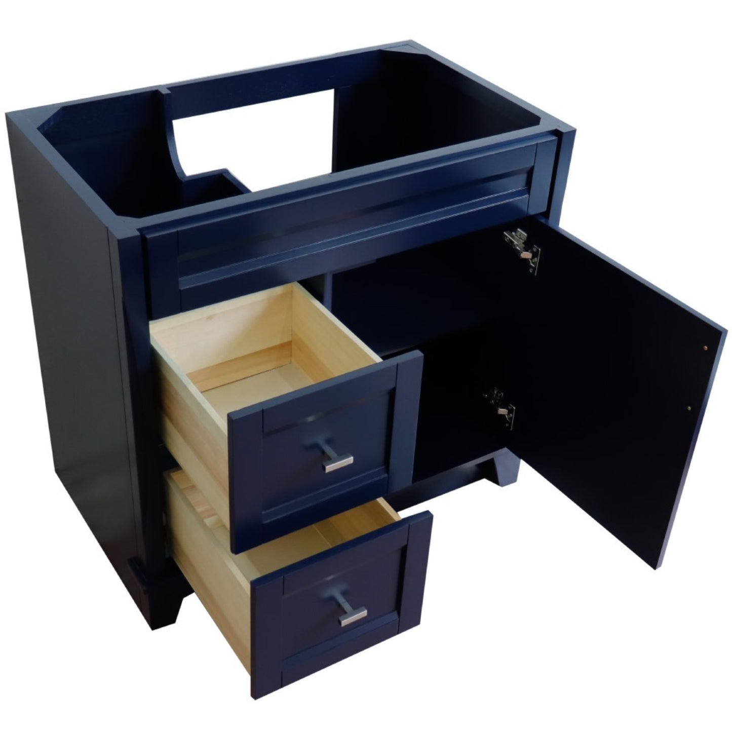36" Single sink vanity in Blue finish cabinet only Right drawers