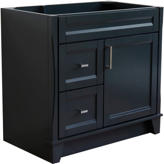 36" Single sink vanity in Dark Gray finish cabinet only Right drawers