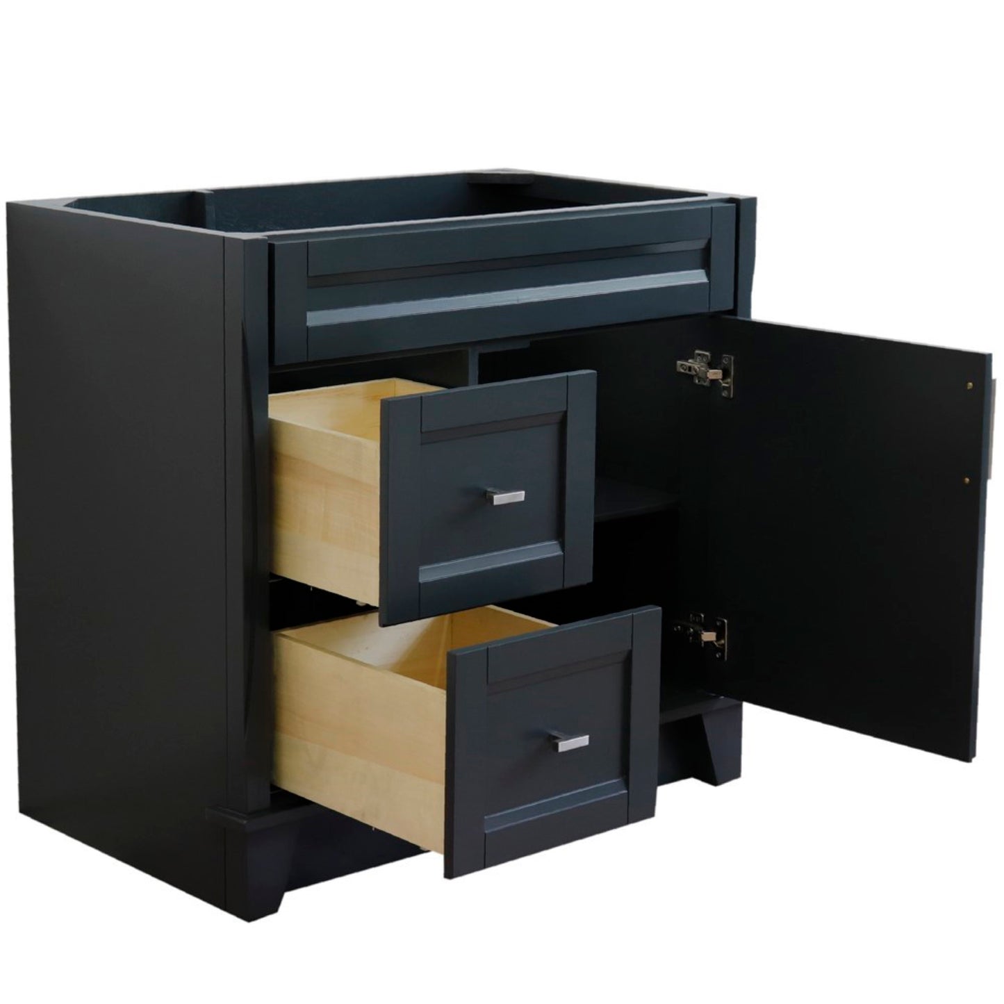 36" Single sink vanity in Dark Gray finish cabinet only Right drawers
