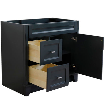 36" Single sink vanity in Dark Gray finish cabinet only Right drawers