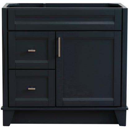 36" Single sink vanity in Dark Gray finish cabinet only Right drawers
