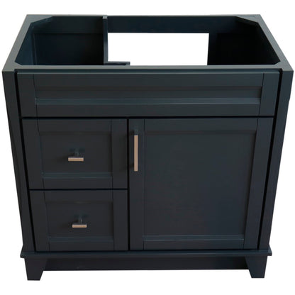 36" Single sink vanity in Dark Gray finish cabinet only Right drawers