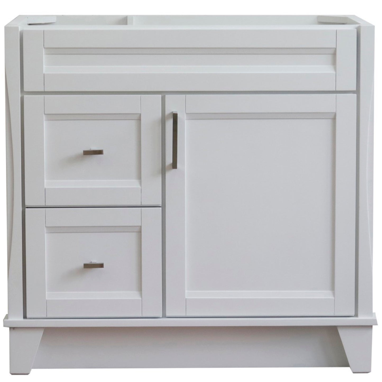 36" Single sink vanity in White finish cabinet only Right drawers