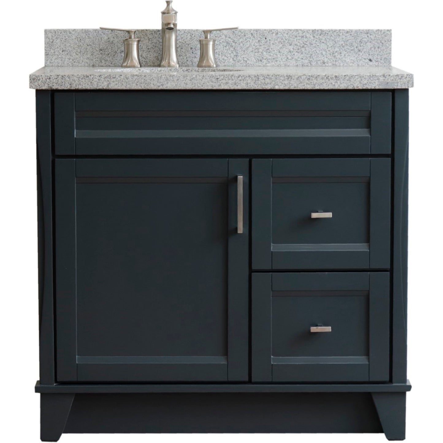 37" Single sink vanity in Dark Gray finish with Gray granite and Left door/Left sink