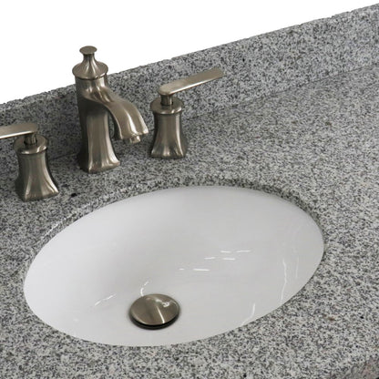 37" Single sink vanity in Dark Gray finish with Gray granite and Left door/Left sink