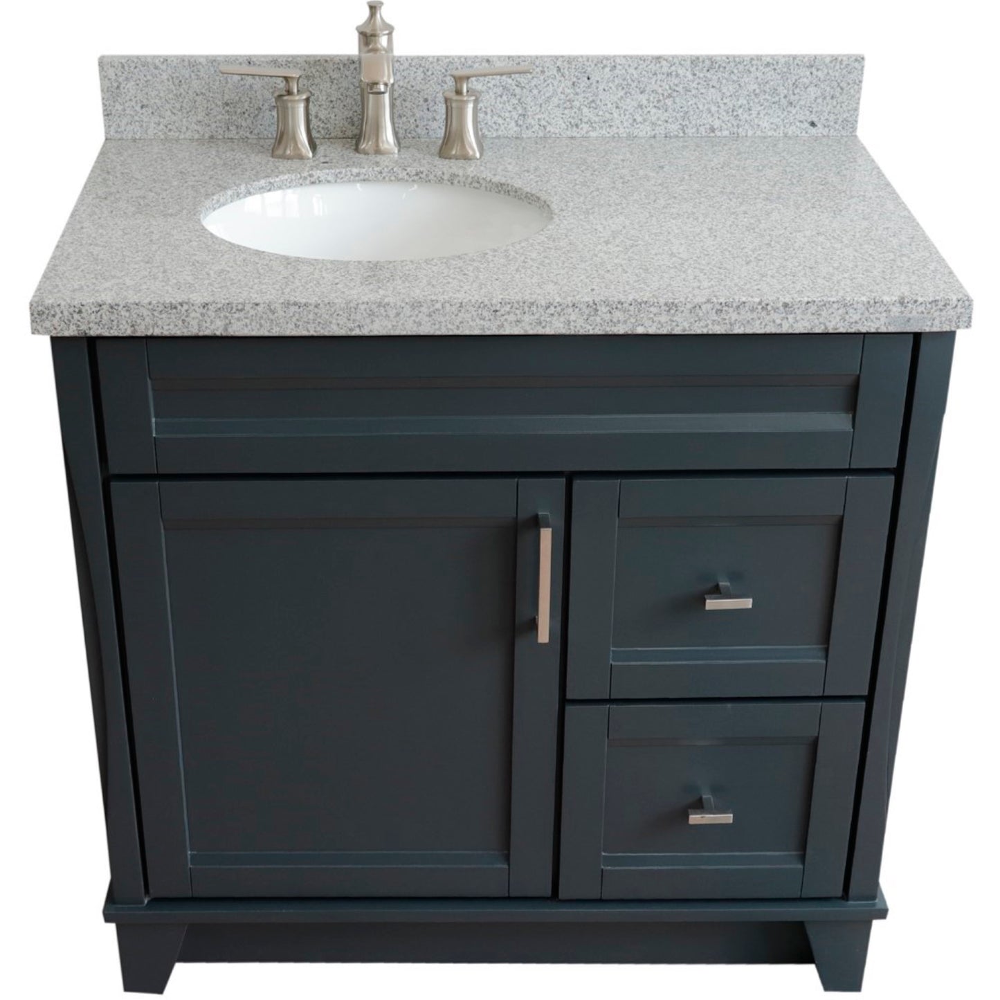 37" Single sink vanity in Dark Gray finish with Gray granite and Left door/Left sink