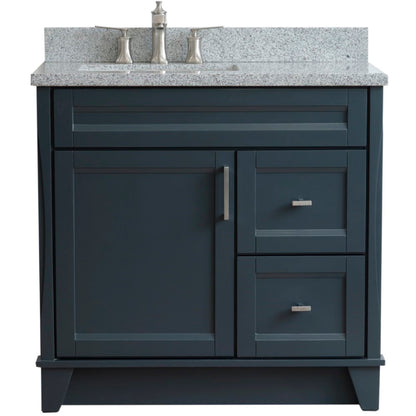 37" Single sink vanity in Dark Gray finish with Gray granite and Left door/Left sink