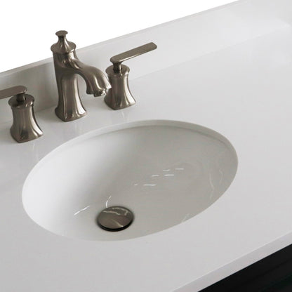 37" Single sink vanity in Dark Gray finish with White engineered stone and Left door/Left sink