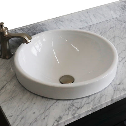 37" Single sink vanity in Dark Gray finish with White Carrara marble and Left door/Round Left sink