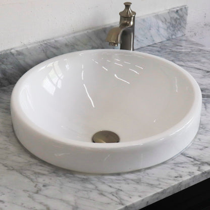 37" Single sink vanity in Dark Gray finish with White Carrara marble and CENTER round sink RIGHT drawers