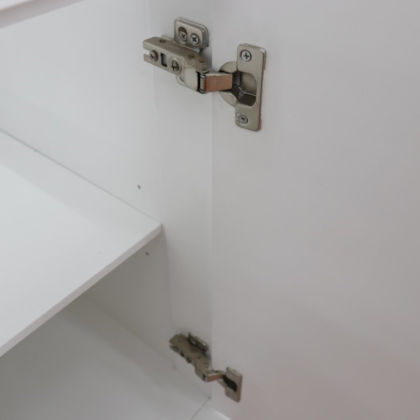 37" Single sink vanity in White finish with Gray granite and CENTER rectangle sink RIGHT drawers