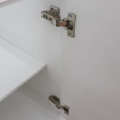 37" Single sink vanity in White finish with Gray granite and CENTER rectangle sink RIGHT drawers