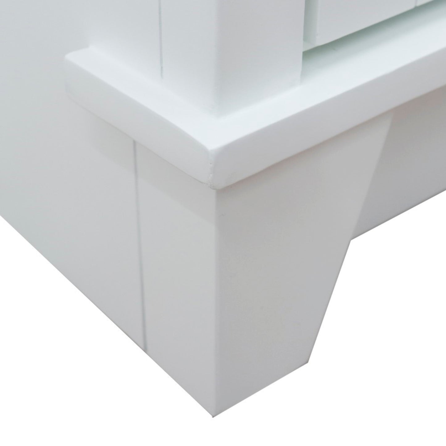 37" Single sink vanity in White finish with Gray granite and CENTER rectangle sink RIGHT drawers