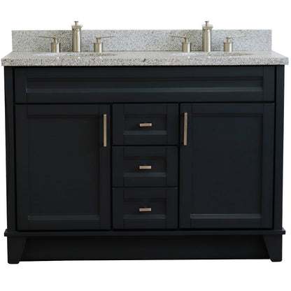 49" Double sink vanity in Dark Gray finish with Gray granite and oval sink