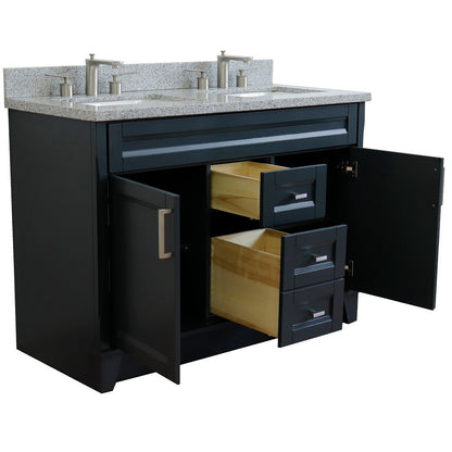49" Double sink vanity in Dark Gray finish with Gray granite and rectangle sink