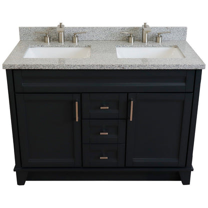 49" Double sink vanity in Dark Gray finish with Gray granite and rectangle sink