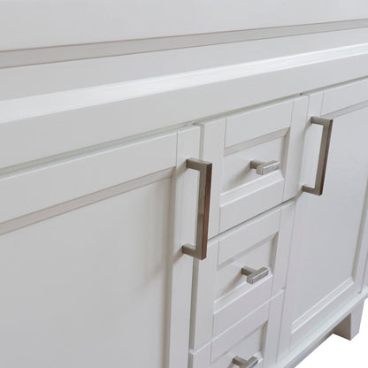 49" Double sink vanity in White finish with Black galaxy granite and oval sink