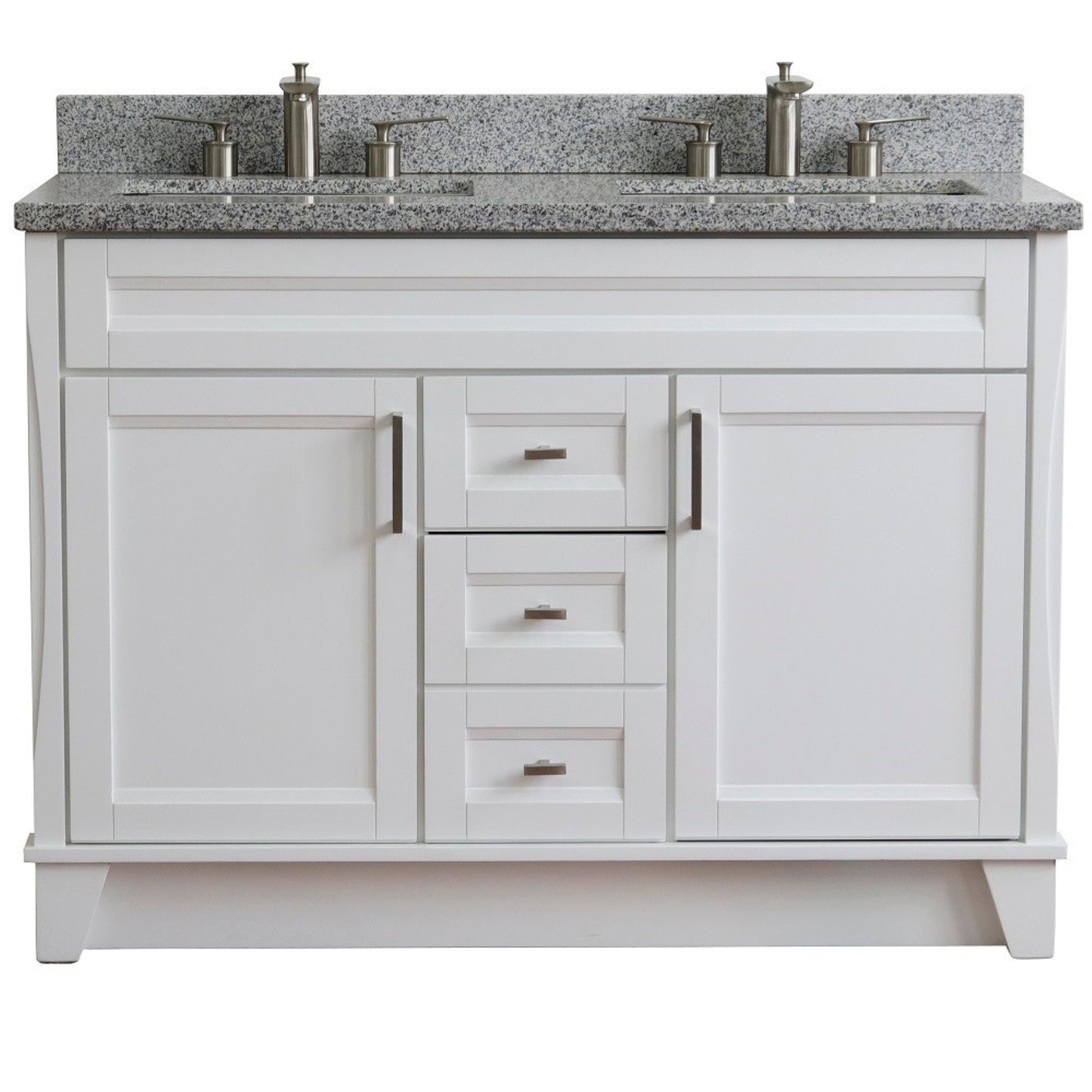 49" Double sink vanity in White finish with Gray granite and rectangle sink