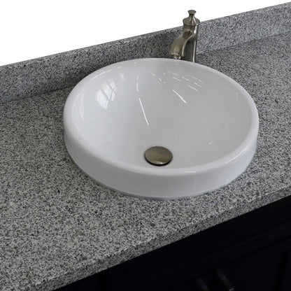 49" Single sink vanity in Blue finish with Gray granite and round sink