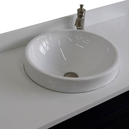 49" Single sink vanity in Blue finish with White engineered stone and round sink