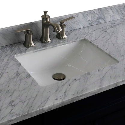 49" Single sink vanity in Blue finish with White carrara marble and rectangle sink