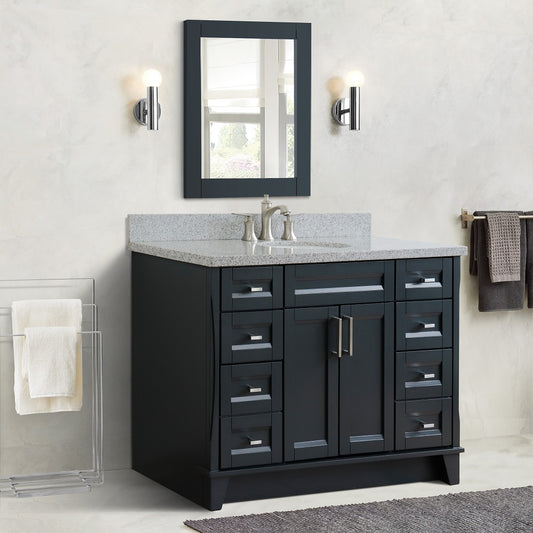 49" Single sink vanity in Dark Gray finish with Gray granite and oval sink