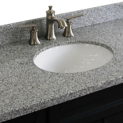 49" Single sink vanity in Dark Gray finish with Gray granite and oval sink
