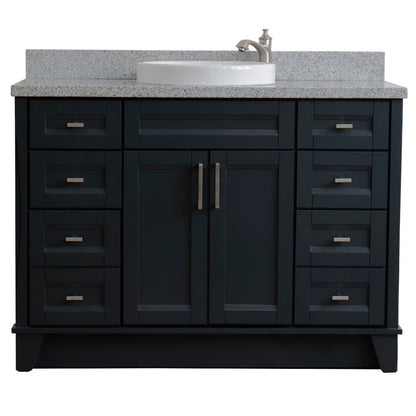 49" Single sink vanity in Dark Gray finish with Gray granite and round sink