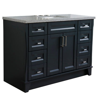 49" Single sink vanity in Dark Gray finish with Gray granite and rectangle sink