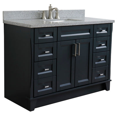 49" Single sink vanity in Dark Gray finish with Gray granite and rectangle sink