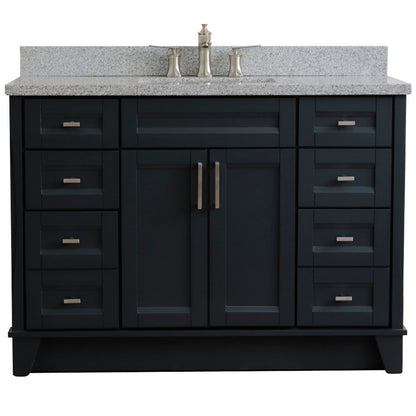 49" Single sink vanity in Dark Gray finish with Gray granite and rectangle sink