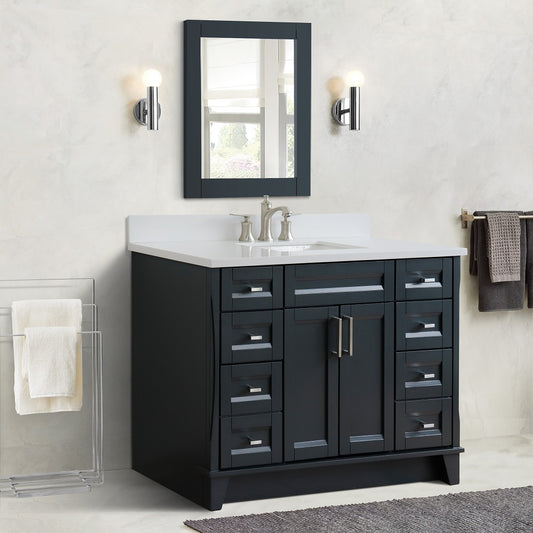 49" Single sink vanity in Dark Gray finish with White engineered stone and rectangle sink