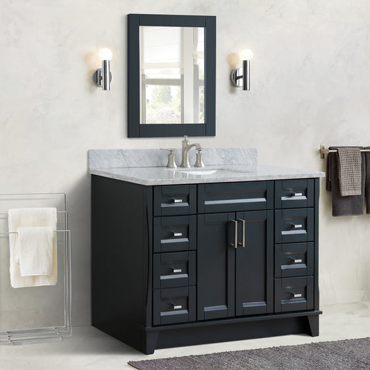 49" Single sink vanity in Dark Gray finish with White Carrara marble and rectangle sink
