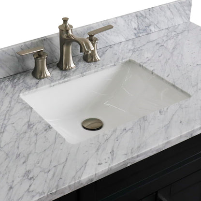 49" Single sink vanity in Dark Gray finish with White Carrara marble and rectangle sink