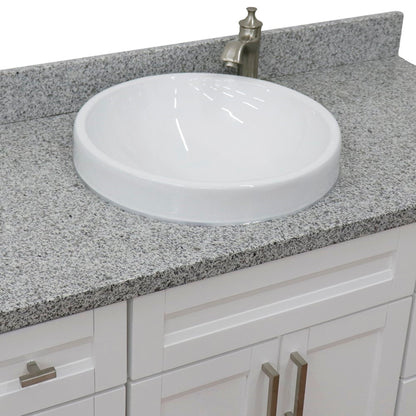 49" Single sink vanity in White finish with Gray granite and round sink