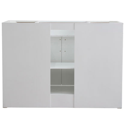 49" Single sink vanity in White finish with White engineered stone and round sink