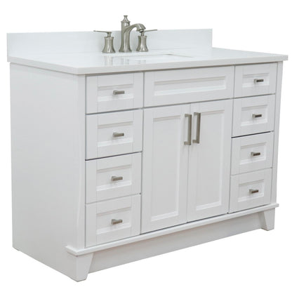 49" Single sink vanity in White finish with White engineered stone and rectangle sink