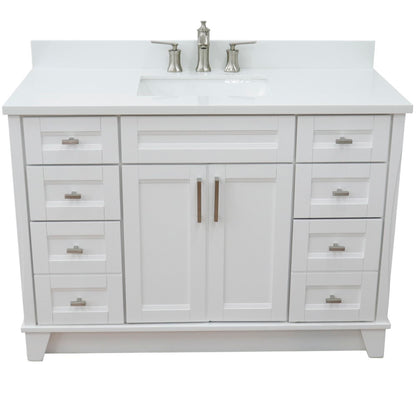 49" Single sink vanity in White finish with White engineered stone and rectangle sink