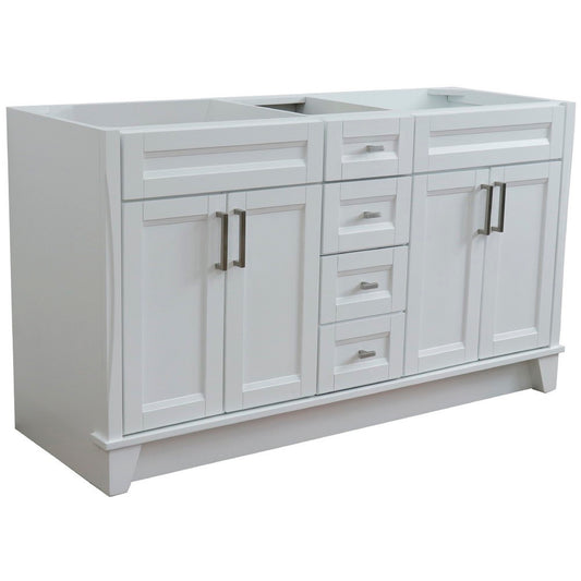 60" Double vanity in White finish cabinet only