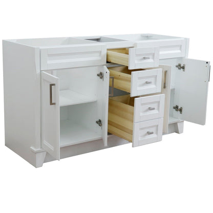 60" Double vanity in White finish cabinet only