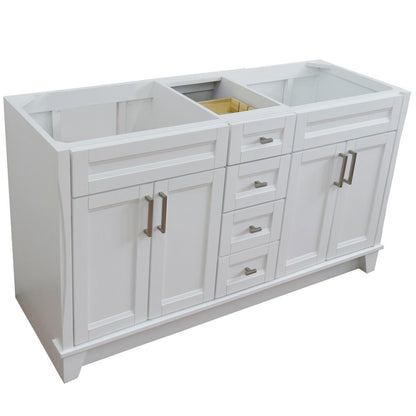 60" Double vanity in White finish cabinet only
