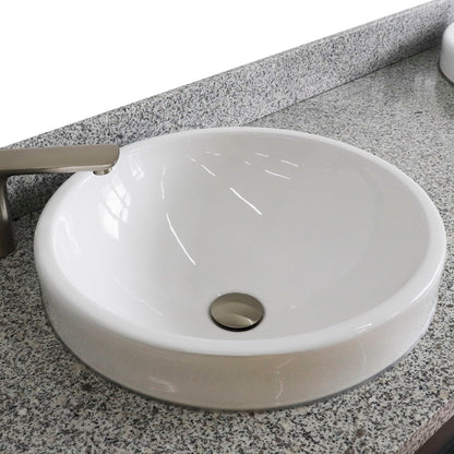 61" Double sink vanity in Dark Gray finish and Gray granite and round sink