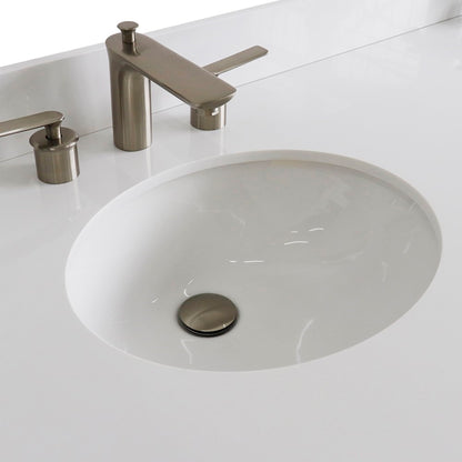 61" Double sink vanity in Dark Gray finish and White engineered stone and oval sink