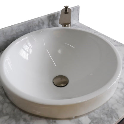 61" Double sink vanity in Dark Gray finish and White Carrara marble and round sink