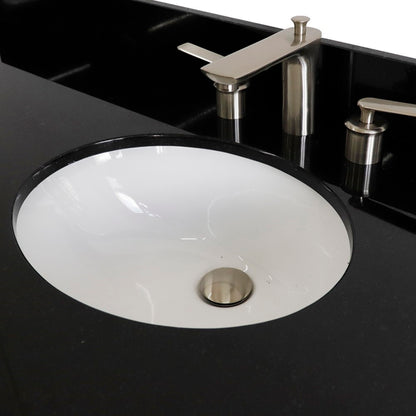 61" Single sink vanity in Dark Gray finish and Black galaxy granite and oval sink