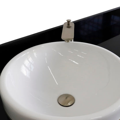 61" Single sink vanity in Dark Gray finish and Black galaxy granite and round sink