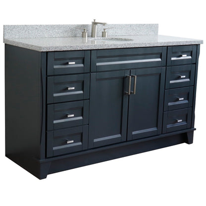 61" Single sink vanity in Dark Gray finish and Gray granite and oval sink