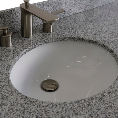 61" Single sink vanity in Dark Gray finish and Gray granite and oval sink