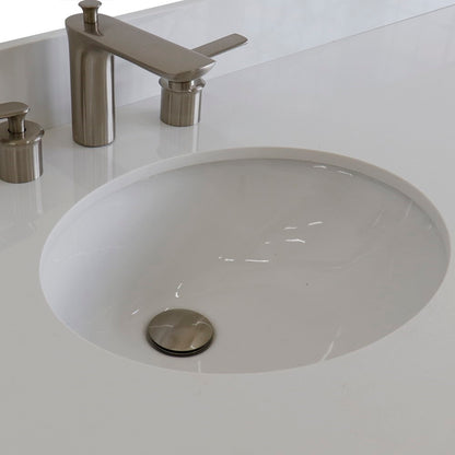 61" Single sink vanity in Dark Gray finish and White engineered stone and oval sink