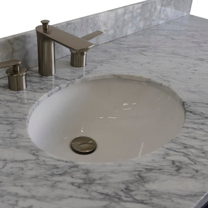 61" Single sink vanity in Dark Gray finish and White Carrara marble and oval sink